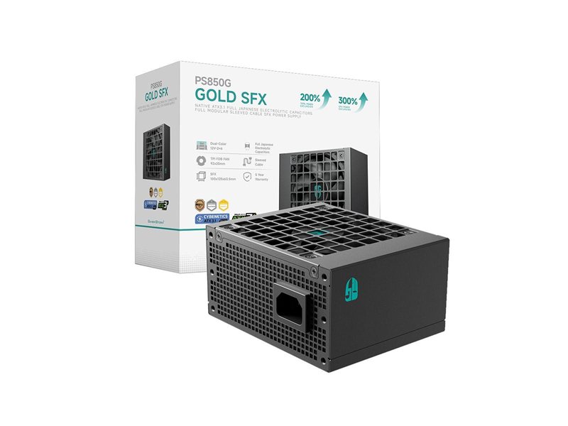 Блок питания Deepcool GAMERSTORM PS850G (SFX 4.1, ATX 3.1, 850W, Full Cable Management, 92mm fan, Cybenetics Platinum / PPLP Gold, Active PFC + Half Bridge SRL LLC + DC/DC, Full Japanese Capacitors, Gen5 PCIe) RET