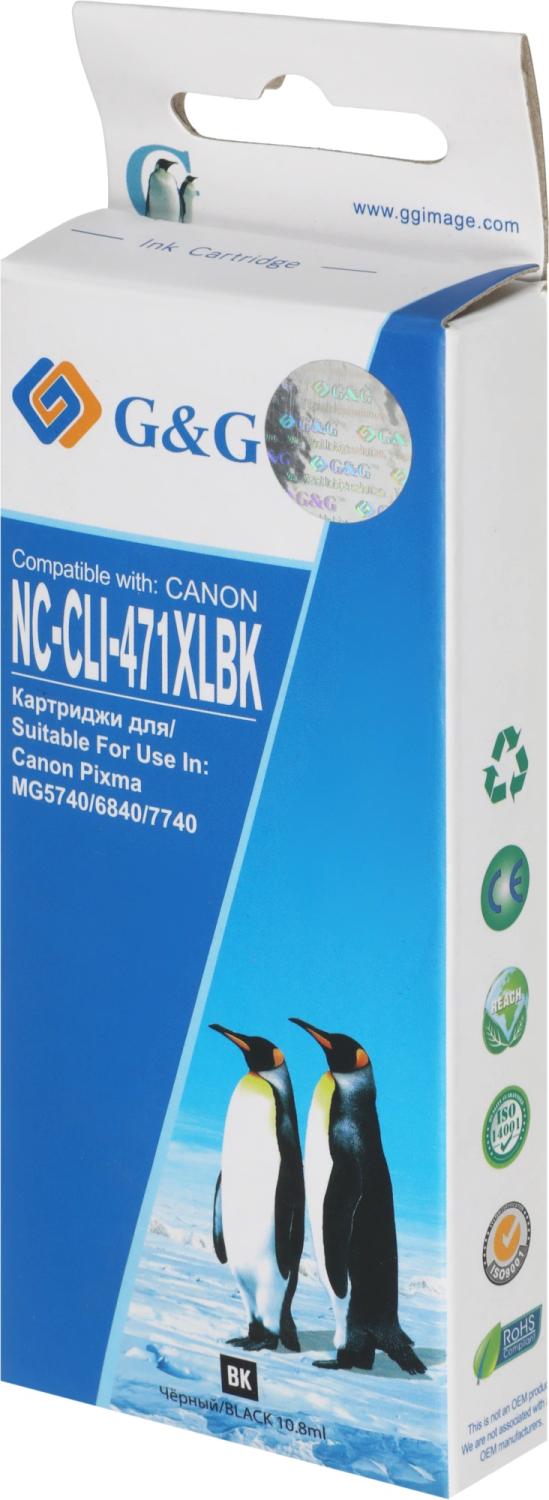 Картридж струйный G&G NC-CLI-471XLBK фото черный (10.8мл) для Canon TS5040/MG5740/MG6840/MG7740