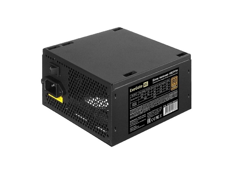 Exegate EX292159RUS-OEM Блок питания 400W ExeGate 80 PLUS® Bronze 400PPH-OEM (ATX, APFC, КПД 88% (80 PLUS Bronze), 12cm fan, 20+4pin, 4+4pin, 2xPCI-E, 5xSATA, 3xIDE, Box, black)