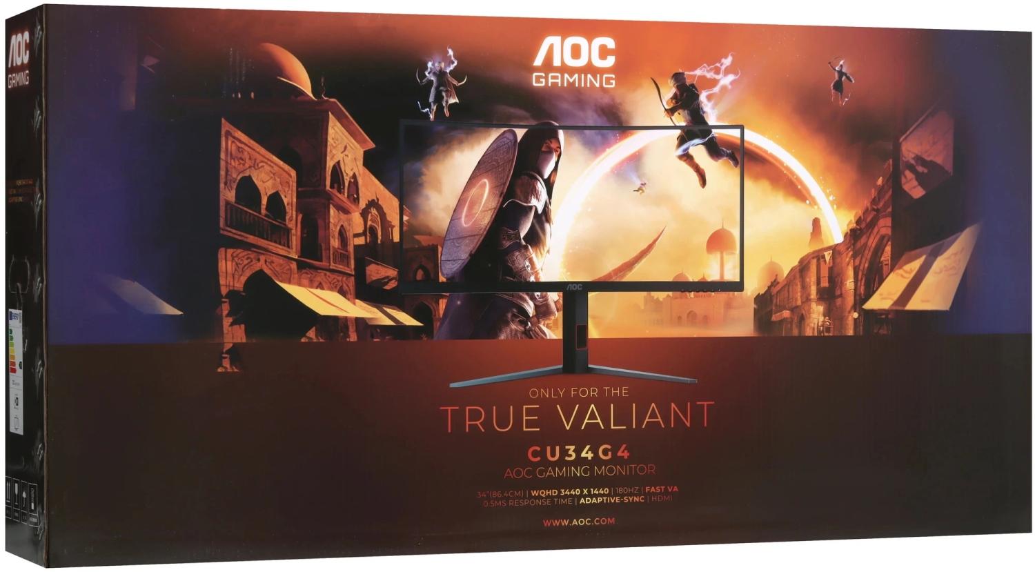 Монитор AOC 34" Gaming CU34G4 черный VA LED 21:9 HDMI матовая HAS Piv 300cd 178гр/178гр 3440x1440 180Hz FreeSync Premium DP UW 8.08кг
