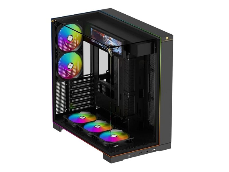 Thermalright Корпус TR-A70 Vision FAN5-C / Black / TG / 5x120mm ARGB PWM Fans / ARGB Strip / 9.16'' LCD screen / USB TYPE-C / ATX / TRA70VF5CB