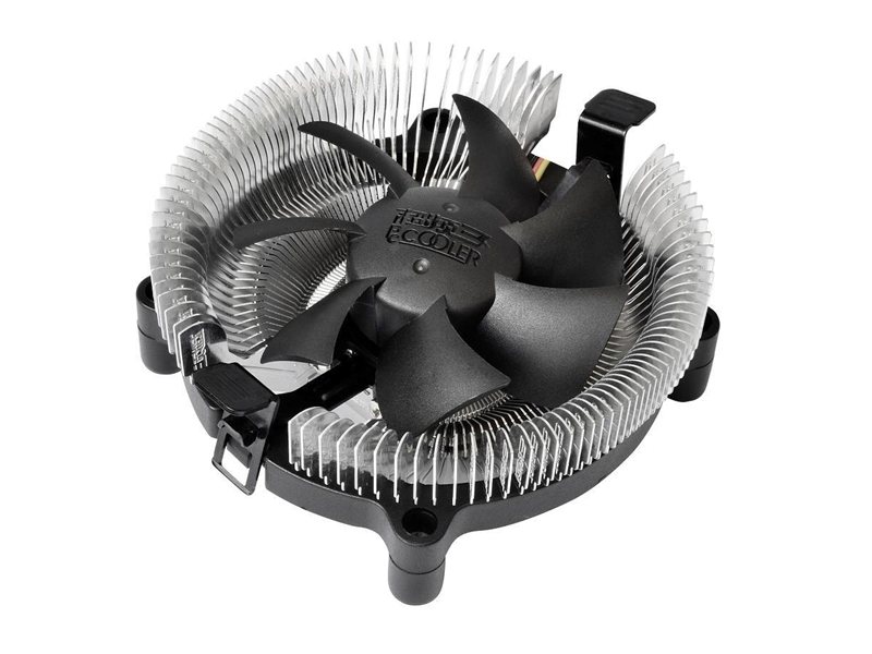 Кулер для процессора/ CPU Cooler PCCooler E80 (65W, 3-pin, 42mm, Al/Cu, -mm, 1x80mm, 29.61CFM, 22dBA, 2000RPM, S: 1851/1700/1200/115X, AM5/AM4, silver, black)