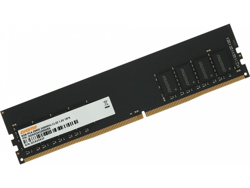Память DDR4 8GB 3200MHz Digma DGMAD43200008S RTL PC4-25600 CL22 DIMM UDIMM 288-pin 1.2В single rank Ret