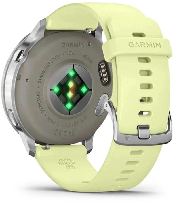 Смарт-часы Garmin Venu 4 1.4" AMOLED корп.серебристый рем.желтый разм.брасл.:135-200мм (010-03014-02)