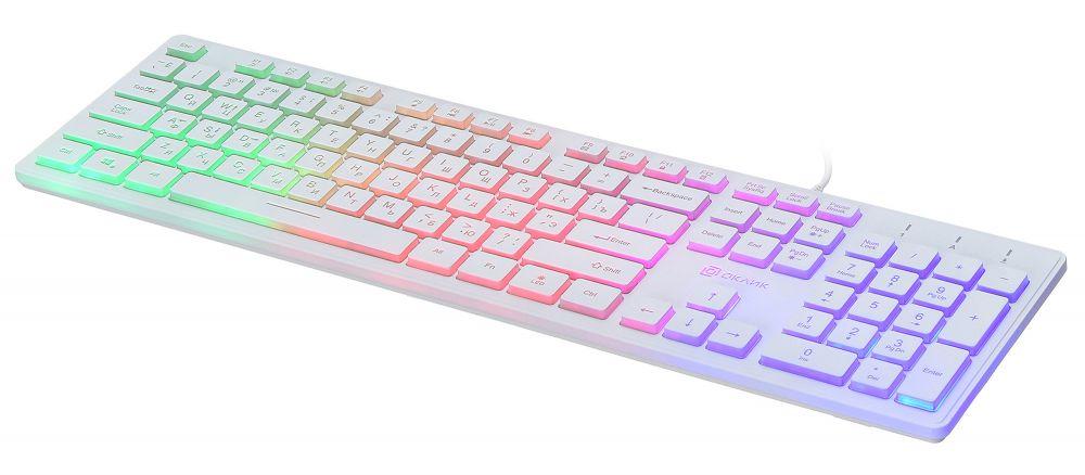 Клавиатура Оклик 550ML белый USB slim Multimedia LED (1061618) кабель 1.5м