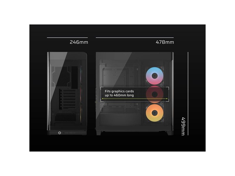 Корпус без блока питания/ Case Corsair Frame 4500X RS-R ARGB, Midi-Tower, TG, 3x120mm ARGB reverse fans, 2xUSB-A 3.2, 1xUSB 3.2 Type-C, E-ATX, ATX, mATX, mITX Black