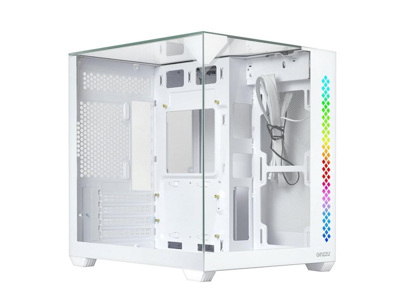 Ginzzu V440 RGB подсветка, закаленное стекло 1*USB 3.0,1*USB 2.0, AU Белый mATX