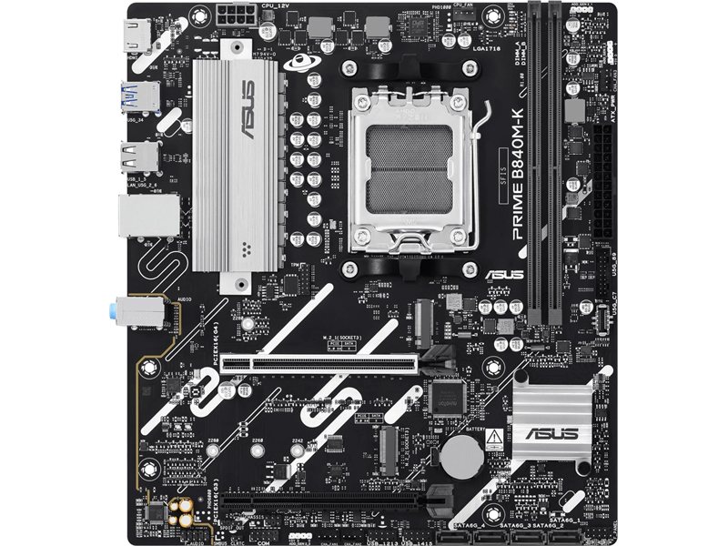 Материнская плата Asus PRIME B840M-K Socket AM5 AMD B840 2xDDR5 mATX AC`97 8ch(7.1) 2.5Gg RAID+HDMI