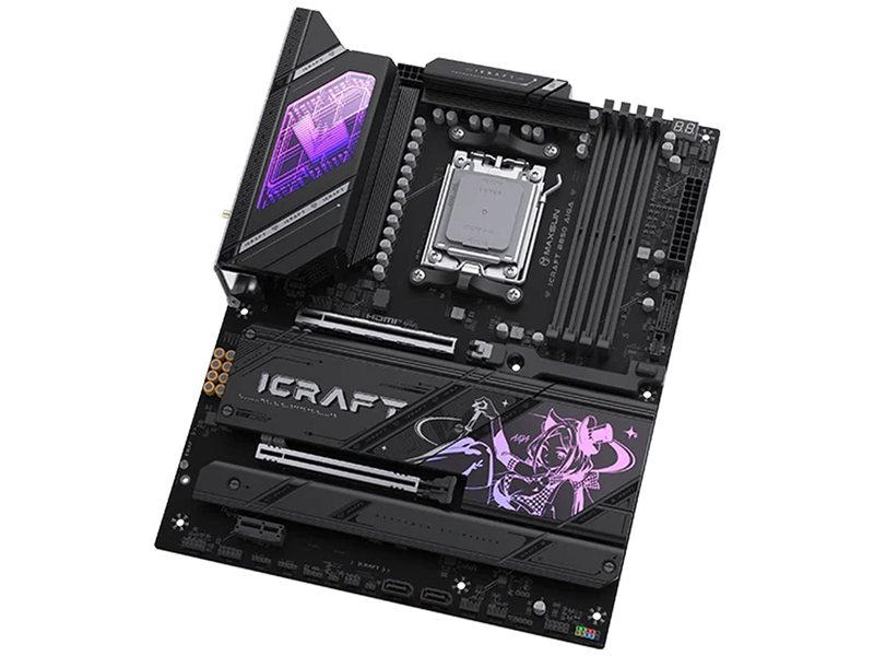 Материнская плата MAXSUN MS-iCraft B850 AIGA, AM5, B850, 4*DDR5, 2*SATA3, 4*M.2, USB 3.2, USB 2.0, Type-C, 3*PCIEx16, DP+HDMI, ATX