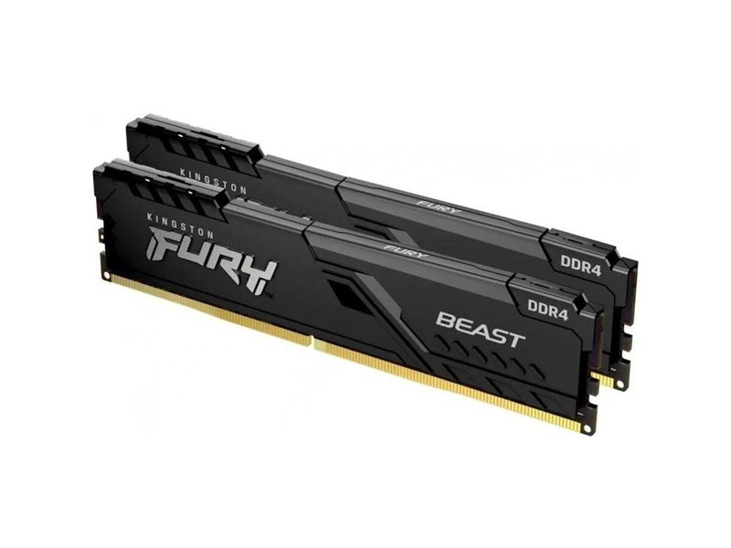 Модуль памяти Kingston 32GB DDR4 3200 DIMM FURY Beast Black Gaming Memory KF432C16BB1K2/32WP Non-ECC, CL16, 1.35V, 1Gx8 kit 2х16