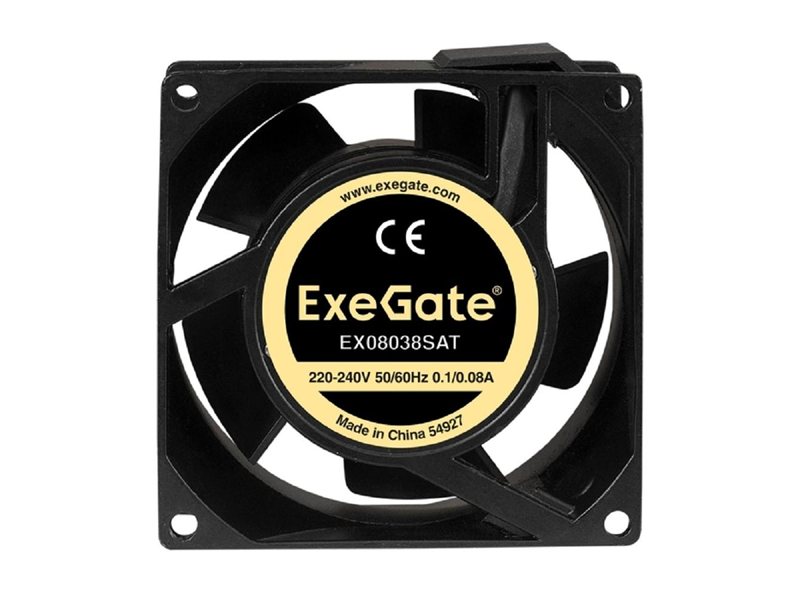 Exegate EX289002RUS Вентилятор 220В ExeGate EX08038SAT (80x80x38 мм, Sleeve bearing (подшипник скольжения), клеммы, 2400RPM, 36dBA)