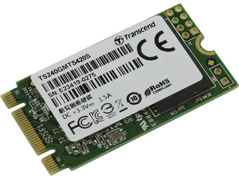 Твердотельный диск 240GB Transcend MTS420, 3D NAND, M.2, SATA III [R/W - 560/500 MB/s]
