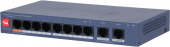 Коммутатор Dahua DH-CS4010-8ET2GT-60 (L2) 8x100Мбит/с 2x1Гбит/с 2xКомбо(1000BASE-T/SFP) 8PoE 60W управляемый