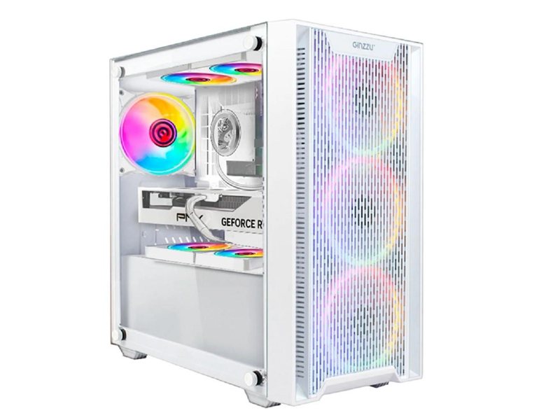 Ginzzu CL660 mATX FAN 4*12FRGB  передняя панель Решетка Белый