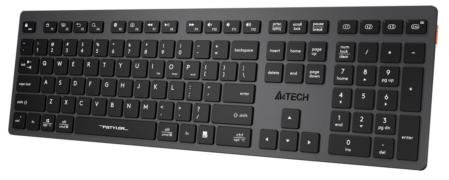 Клавиатура A4Tech FBX50C черный USB беспроводная BT/Radio slim Multimedia (FBX50C GREY)