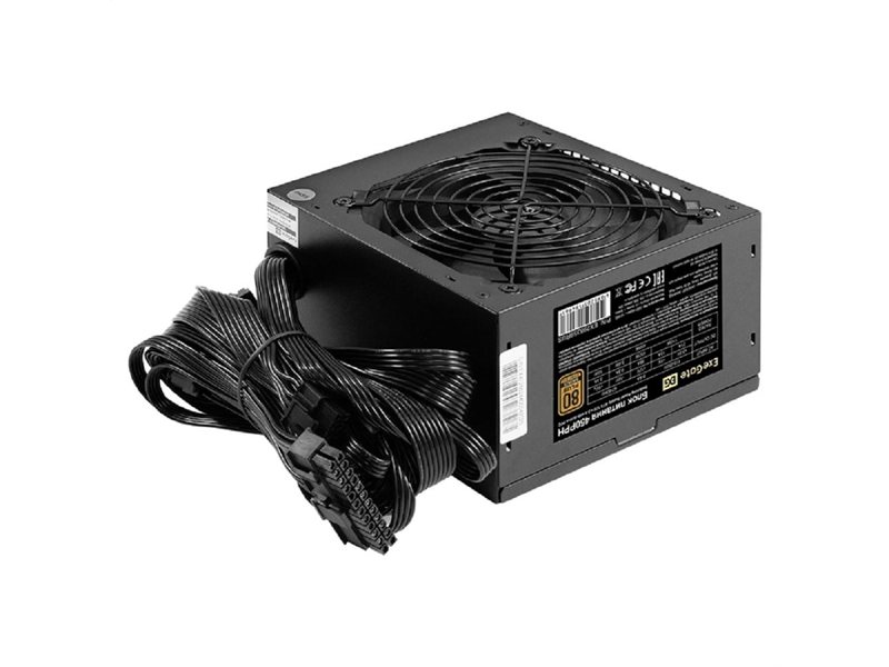 Exegate EX298359RUS-OEM Блок питания 450W ExeGate 80 PLUS® Bronze 450PPH-OEM (ATX, APFC, КПД 88% (80 PLUS Bronze), 12cm fan, 24pin, (4+4)pin, 2xPCI-E, 3xSATA, 3xIDE, black, RTL)