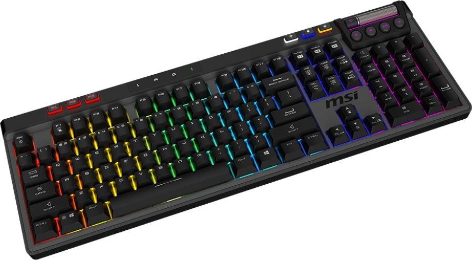 Клавиатура MSI STRIKE Pro W Silent механическая серый/черный USB беспроводная BT/Radio Multimedia for gamer LED (подставка для запястий) (S11-43RU210-CLA) кабель 2м