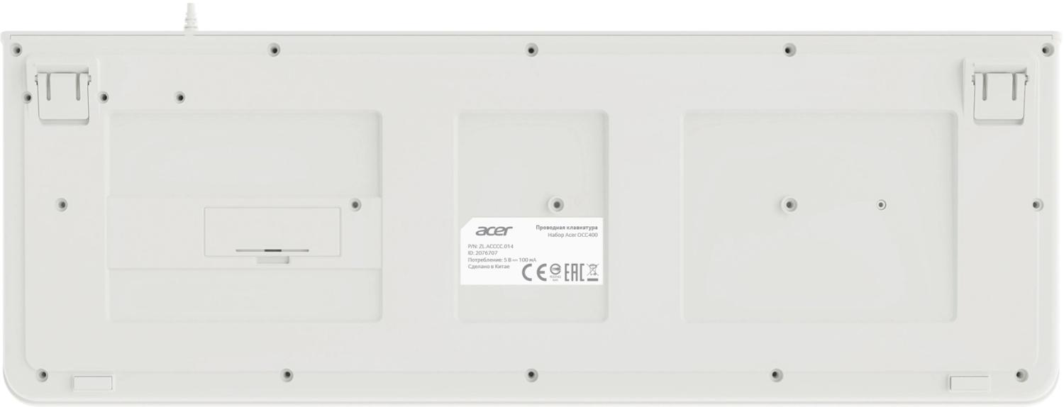 Клавиатура + мышь Acer OCC400 клав:белый мышь:белый USB (ZL.ACCCC.014)