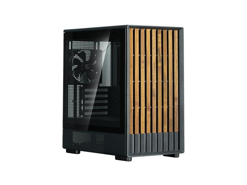 корпус ZALMAN P10 NAMU, MATX, BLACK, WINDOW, FRONT COVER WALNUT, 2x3.5", 3x2.5", 1xUSB TYPE-C, 1xUSB3.0, FRONT 2x120mm, REAR 1x120mm ARGB