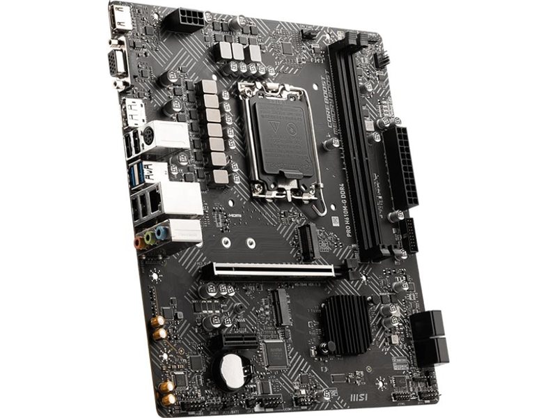 Материнская плата MB MSI INTEL H610 s1700, 2xDDR4(64GB), D-SUB/HDMI 2.1/DP, 1xPCIe 4.0x16, 1xPCIe 3.0, 1xLAN, 4xSATA 6Gb/s, 1xM.2, 1xM.2 E key, 2xUSB 3.2, 4xUSB 2.0, 1xPS/2, mATX