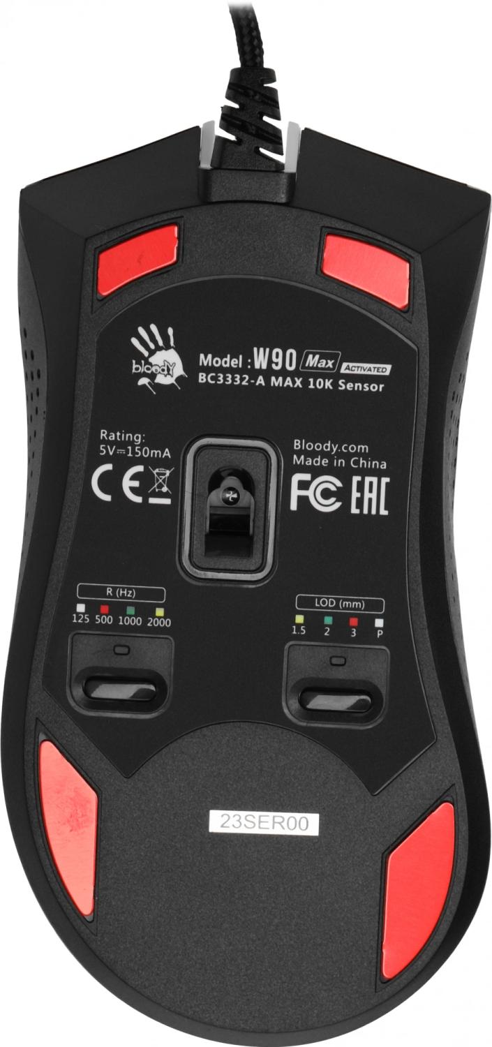 Мышь A4Tech Bloody W90 Max белый/черный оптическая 10000dpi USB 10but (W90 MAX PANDA)