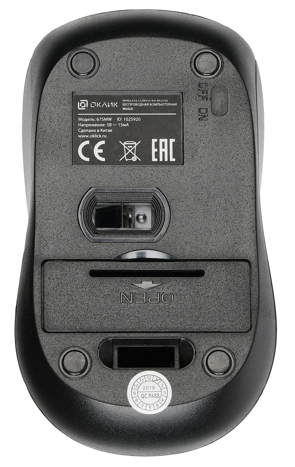 Мышь Оклик 675MW черный/красный оптическая 1200dpi беспров. USB для ноутбука 3but (1025919)