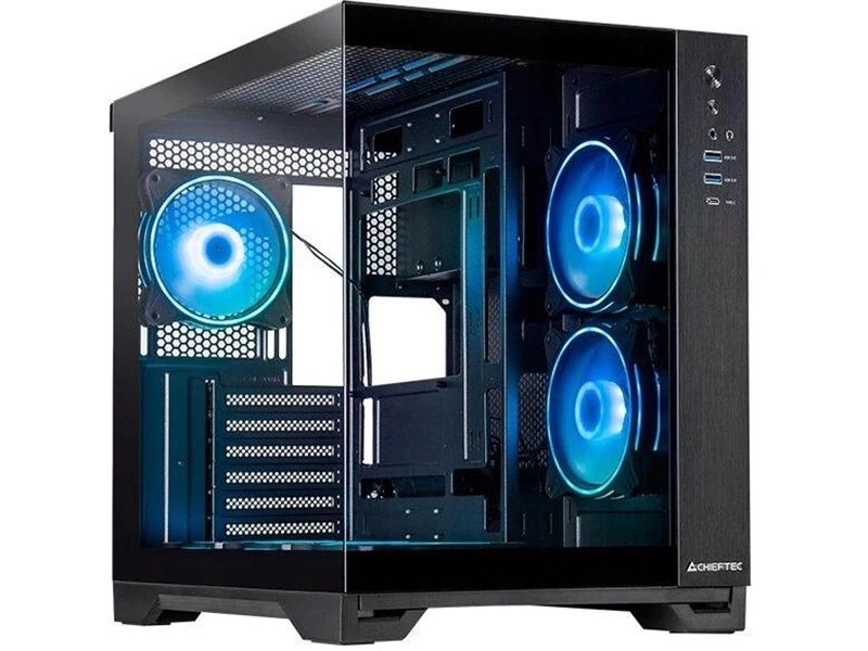 Корпус Chieftec Visio черный без БП ATX 9x120mm 2x140mm 1xUSB3.1 audio bott PSU