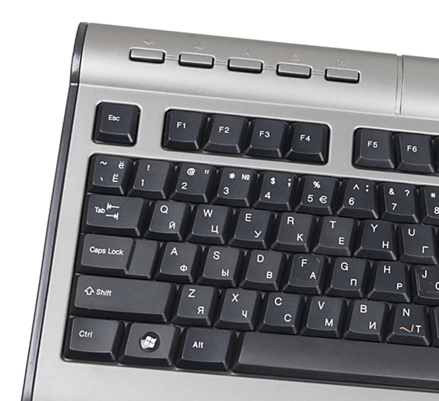 Клавиатура A4Tech KLS-7MUU серебристый/черный USB slim Multimedia (KLS-7MUU USB) кабель 1.5м