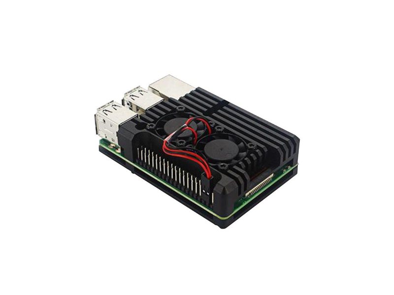 Корпус ACD RA458   Black Metal Aluminum Case with double Fans for Raspberry Pi 3B/3B+ (RASP2244)