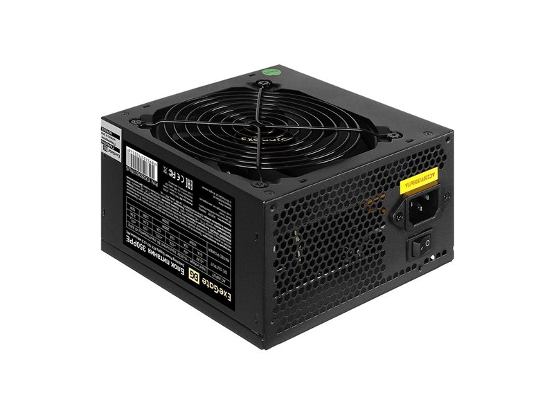 Exegate EX260637RUS Блок питания 350W Exegate 350PPE, ATX, black, APFC, 12cm, 24p+4p, PCI-E, 5*SATA, 3*IDE, FDD