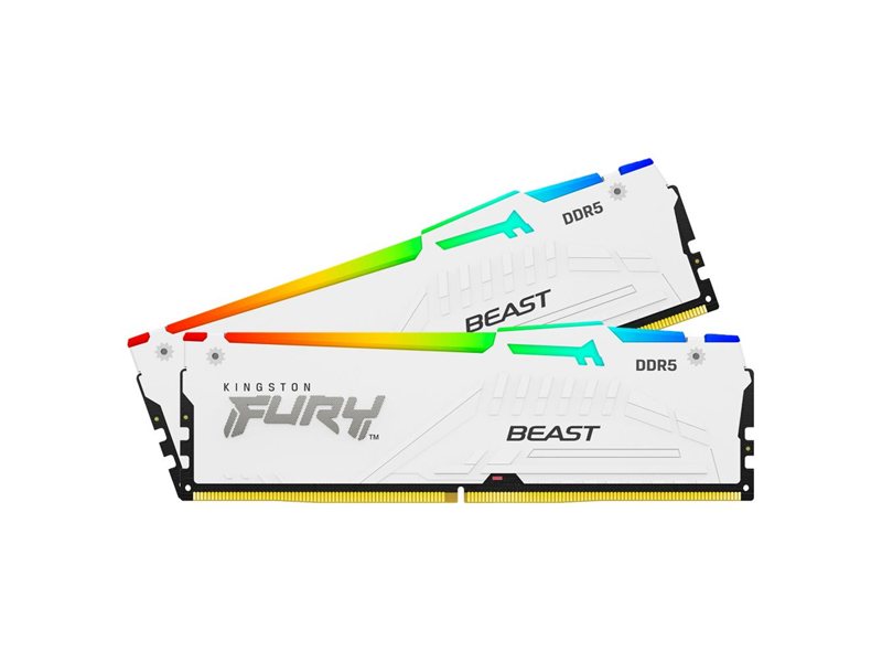 Память оперативная/ Kingston 32GB 5200MT/s DDR5 CL40 DIMM (Kit of 2) FURY Beast White RGB XMP