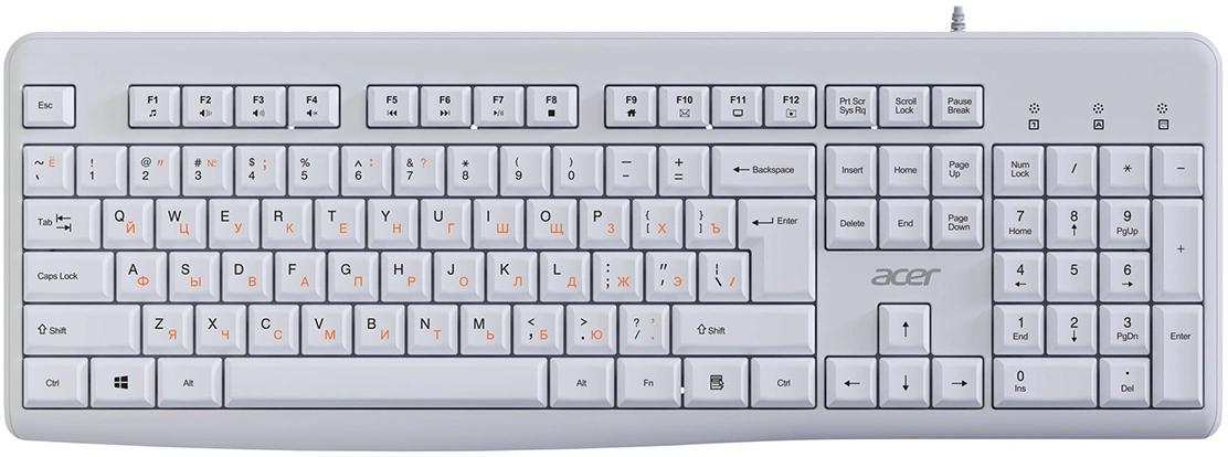 Клавиатура Acer OKW500 белый USB Multimedia (ZL.KBDEE.01S) кабель 1.8м