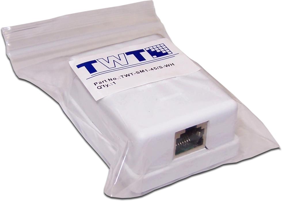 Розетка Lanmaster TWT-SM1-45/S-WH настен. RJ45 1 кат.5E STP бел.