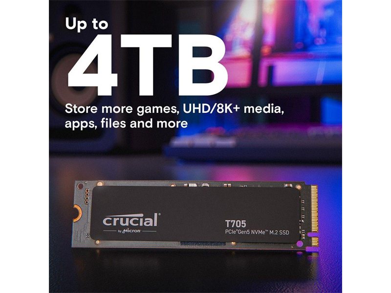 Твердотельный накопитель Crucial T705 1TB PCIe Gen5 NVMe M.2 SSD CT1000T705SSD3