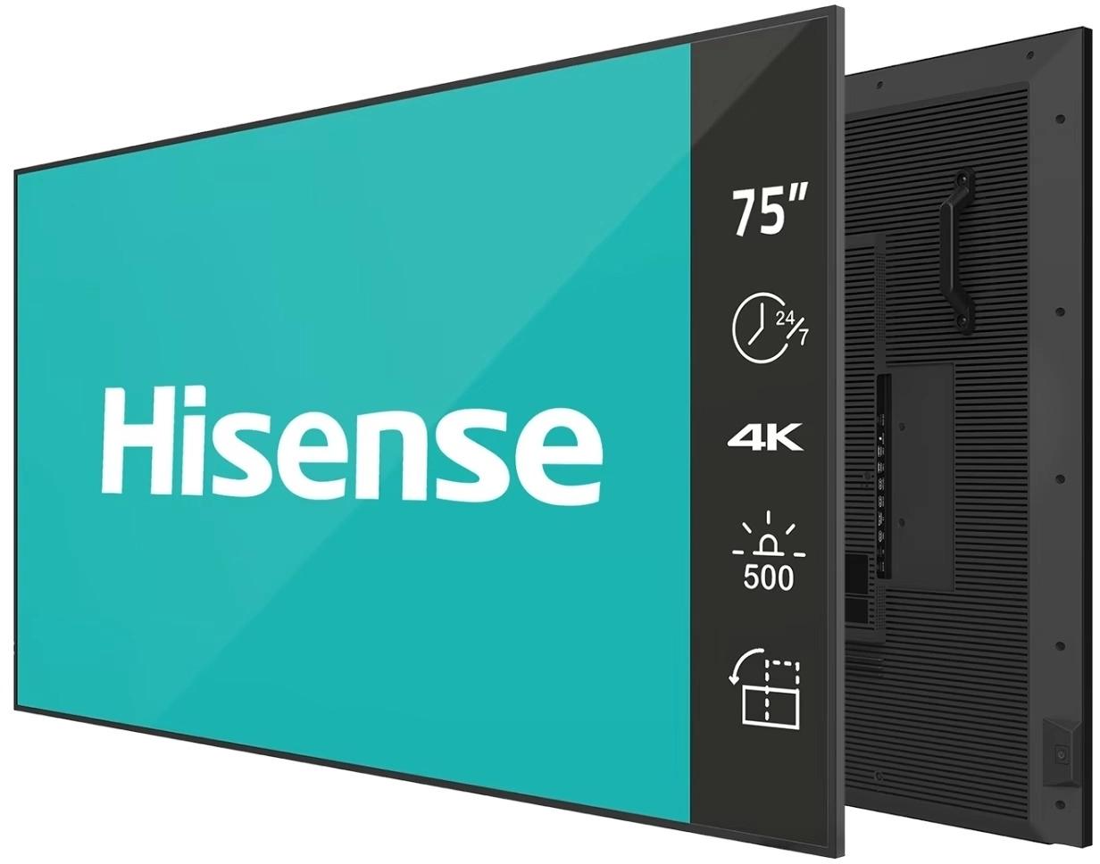 Панель Hisense 75" 75DM66D черный LED 8ms 16:9 HDMI M/M матовая 1200:1 500cd 178гр/178гр 3840x2160 DP 4K USB 29кг