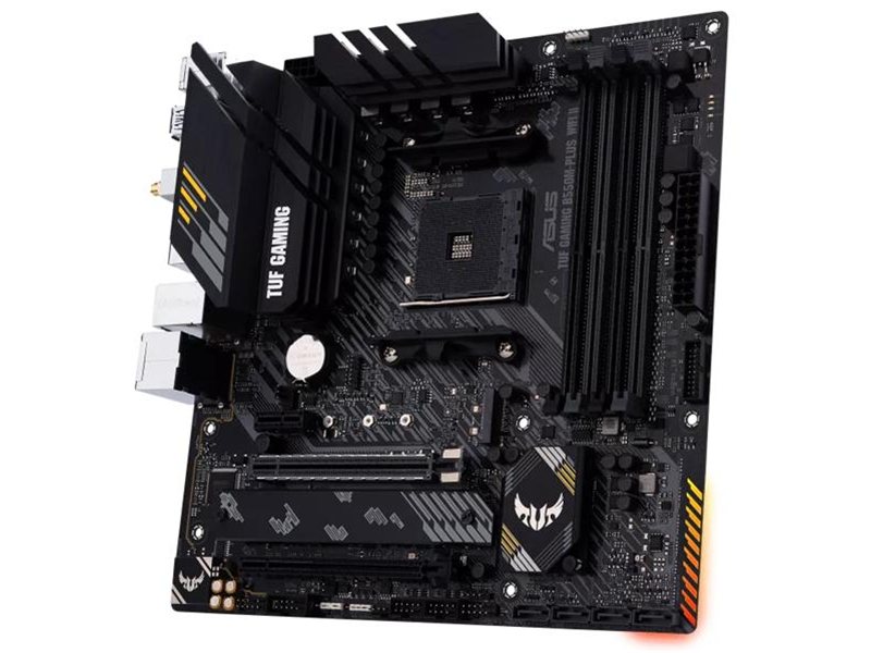 Материнская плата ASUS TUF GAMING B550M-PLUS WIFI II, Socket AM4, B550, 4*DDR4, HDMI+DP, CrossFireX, SATA3 + RAID, Audio, 2,5Gb LAN, USB 3.2*8, USB 2.0*6, COM*1 header (w/o cable) mATX ; 90MB19Y0-M0EAY0