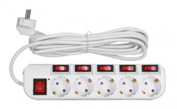 Сетевой фильтр Buro 500SH-5-SW-W 5м (5 розеток) белый (коробка)