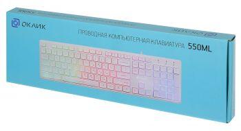 Клавиатура Оклик 550ML белый USB slim Multimedia LED (1061618) кабель 1.5м