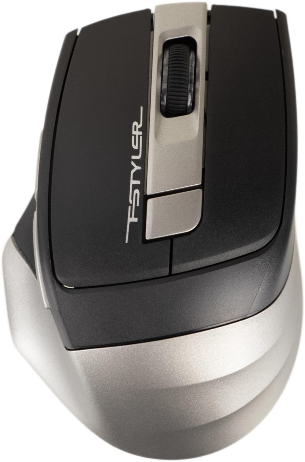 Мышь A4Tech Fstyler FB35 серый оптическая 2000dpi беспров. BT/Radio USB для ноутбука 6but (FB35 SMOKY GREY)