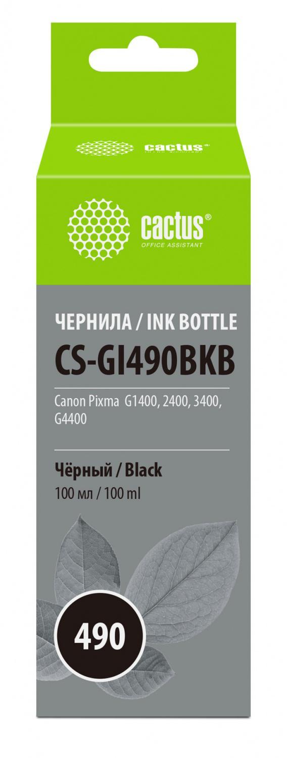 Чернила Cactus CS-GI490BKB GI-490 черный пигментный 100мл для Canon Pixma G1400/G2400/G3400
