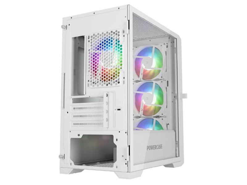 Powercase ByteFlow Micro White, Tempered Glass, 4х 120mm ARGB fans, ARGB HUB, белый, mATX (CAMBFW-A4)