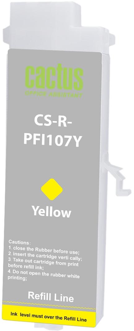 Картридж перезаправляемый струйный Cactus CS-R-PFI107Y желтый (260мл) для Canon imageProGRAF iPF670/680/685/770/780/785 без чипа