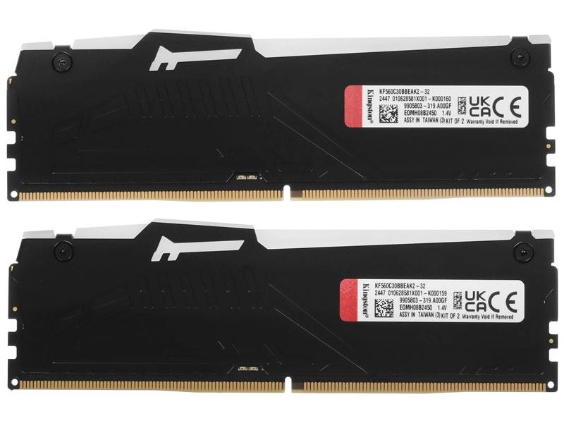 Оперативная память Kingston 32GB 6000MT/s DDR5 CL30 DIMM (Kit 2*16Gb) FURY Beast RGB EXPO