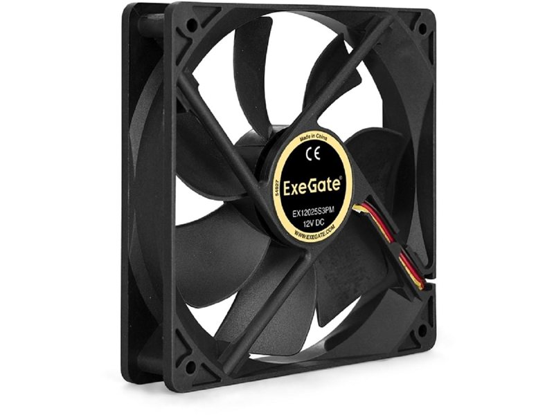 Exegate EX283389RUS Вентилятор ExeGate EX12025S3PM, 120x120x25 мм, подшипник скольжения, 3pin+Molex, 1200RPM, 25dBA
