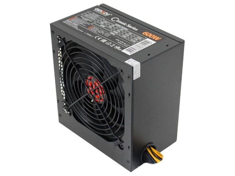 Ginzzu CB600 12CM black,24+4p,2 PCI-E(6+2), 4*SATA,3*IDE,оплетка MB, кабель питания