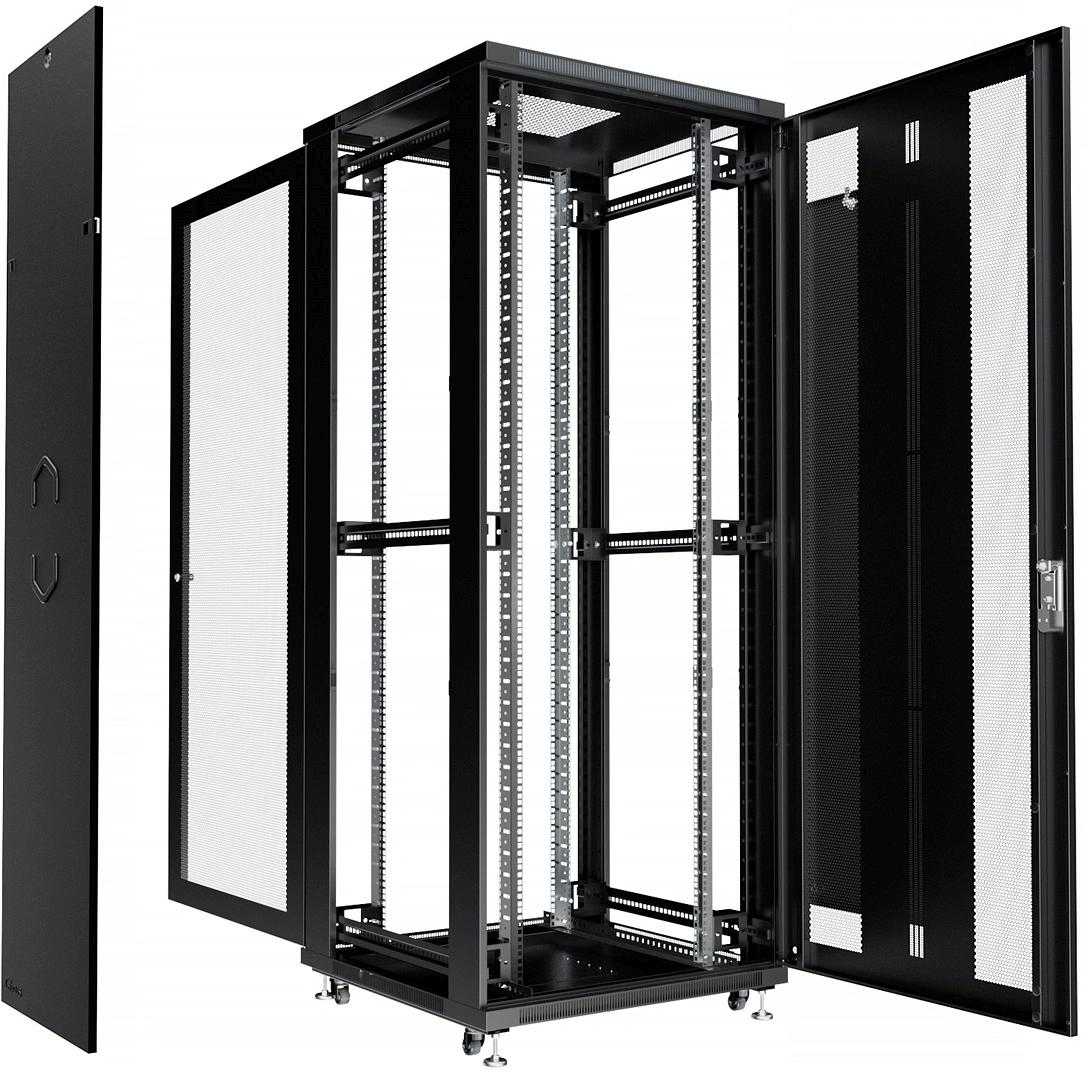 Шкаф серверный Cabeus (ND-05C-42U80/100-BK) напольный 42U 800x1000мм пер.дв.перфор. задн.дв.перфор. 800кг RAL 7035 900мм 132кг 220град. 2055мм IP20 сталь