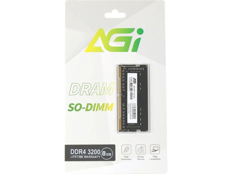 Память DDR4 8GB 3200MHz AGi AGI320008SD138-ST SD138 Tray PC4-25600 CL22 SO-DIMM 260-pin 1.2В Tray