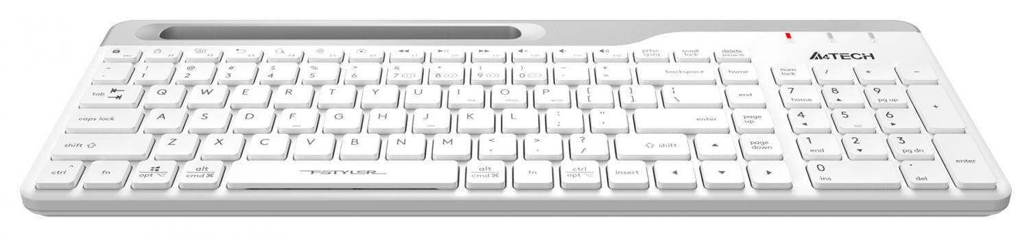 Клавиатура A4Tech FBK25 белый/серый USB беспроводная BT/Radio slim Multimedia (FBK25 WHITE)