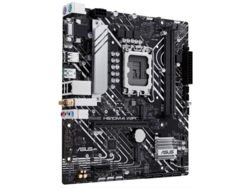 ASUS PRIME H610M-A WIFI (Socket 1700, mATX, 2xDDR5(96GB), VGA/DP/HDMI, 1xPCIe 4.0x16/1xPCIe 3.0, 1xLAN, Wi-Fi, BT, 4xSATA 6Gb/s, 2xM.2, 1xUSB 3.2, 4xUSB 2.0, 2xPS/2)