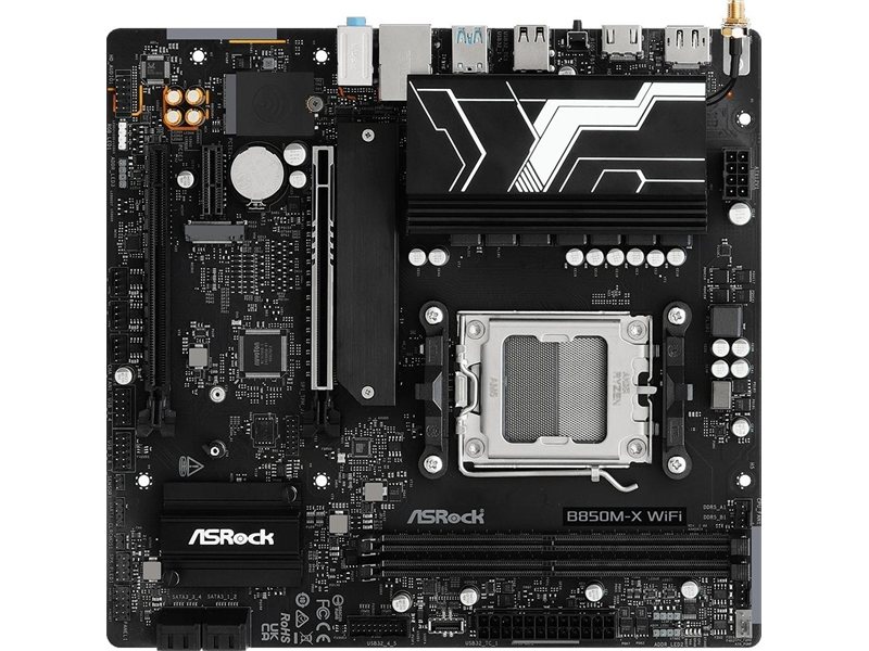 Материнская плата Asrock B850M-X WIFI R2.0 Socket AM5 AMD B850 2xDDR5 mATX AC`97 8ch(7.1) 2.5Gg RAID+HDMI+DP